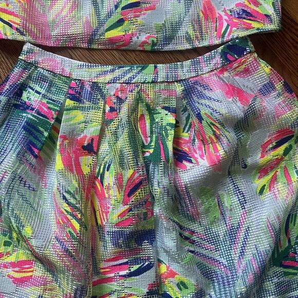 Lilly Pulitzer Hilah Matching Set Skirt and Crop Top Island Time Size 2 Tropical - Picture 11 of 15